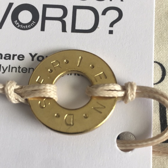 F.R.I.E.N.D.S. Gold charm on cream cord bracelet - Picture 2 of 3